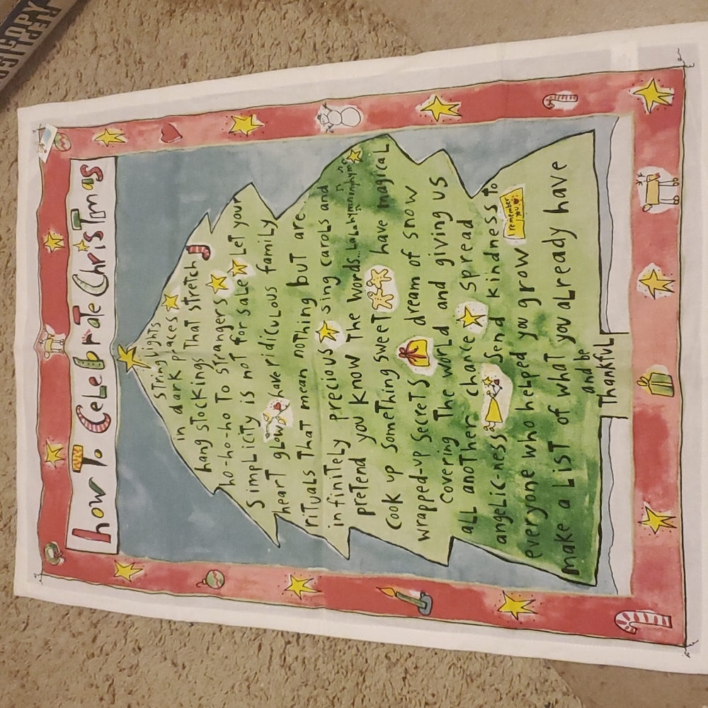 "how to celebrate Christmas "  Cloth Wall Decor  18inx25in NWT